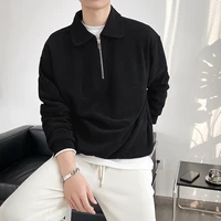 2022 spring polo shirs for mens korean loose pullover solid color casual social business lapel tee tops streetwear man clothing