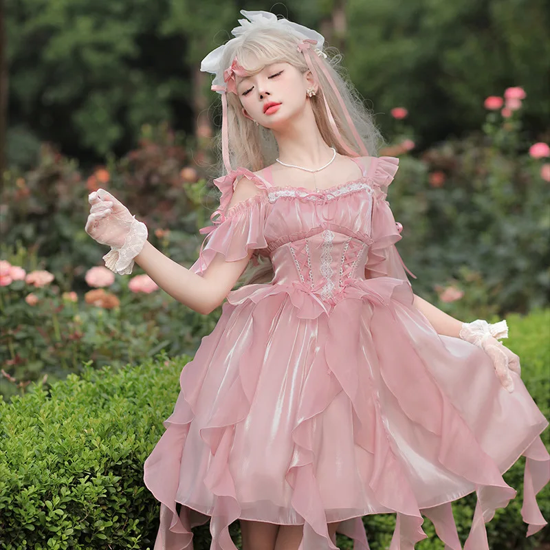 

Star River Prayer ~ Sweet Cold Shoulder Lolita JSK Dress Corset Party Dress
