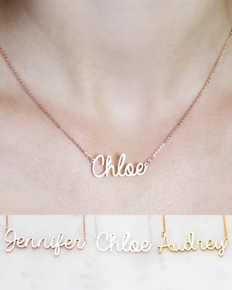 

Personalized Custom Name Necklace Stainless Steel jewelry for women Gold Mens Figaro Chains Pendant Choker Valentine's Day Gift