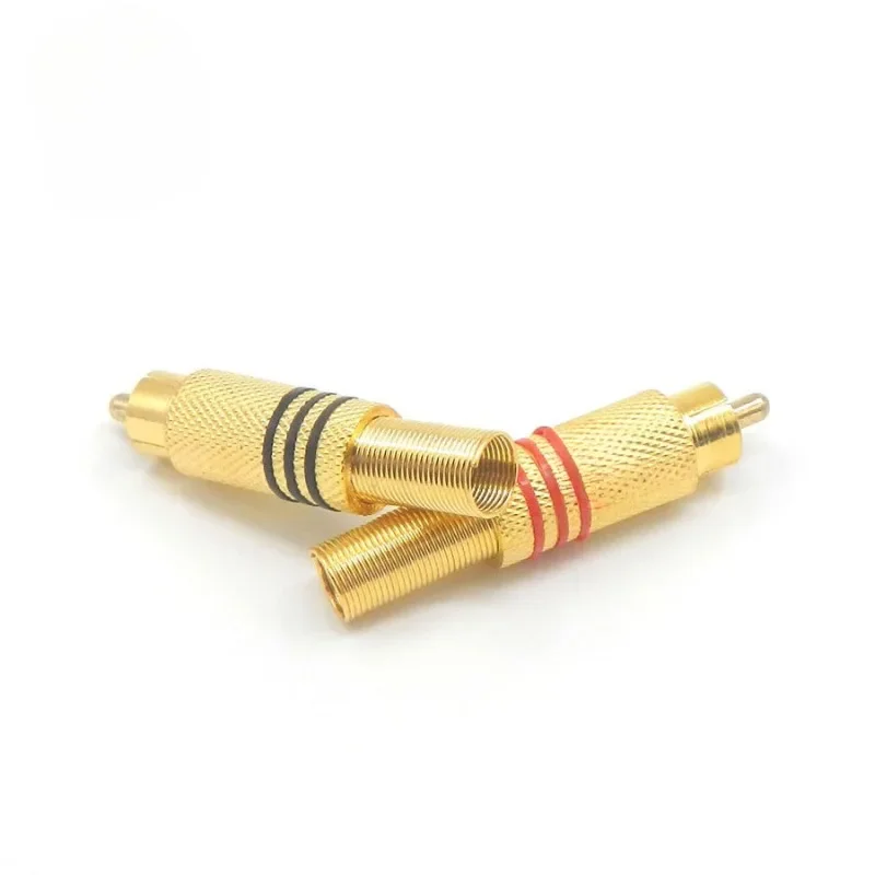 Золотистый красный черный металлический пружинный разъем RCA штекер вилка AV вилки
