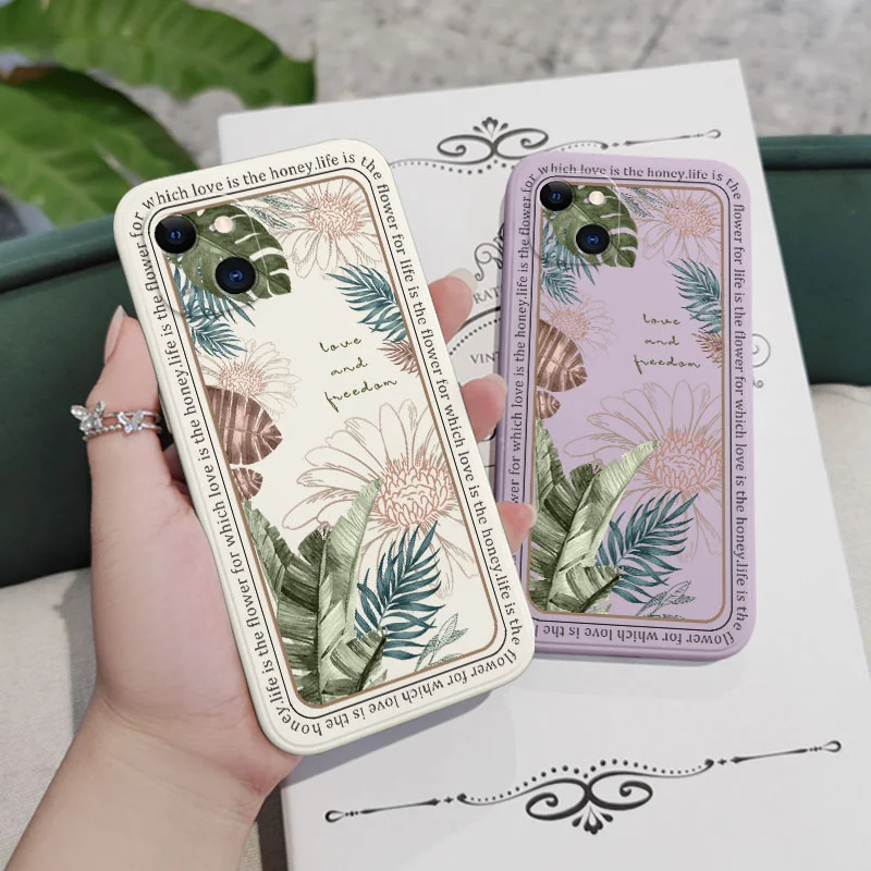 Ins Tropical Style Phone Case For iPhone 14 13 12 11 Pro Max Mini X XR XS MAX SE2020 8 7 Plus 6 6S Plus Cover