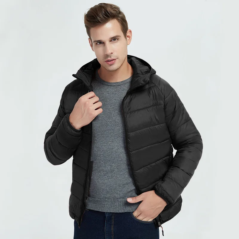 Winter 2022 edition of new European and American cotton men hooded long sleeve short warm thickening cotton wholesale