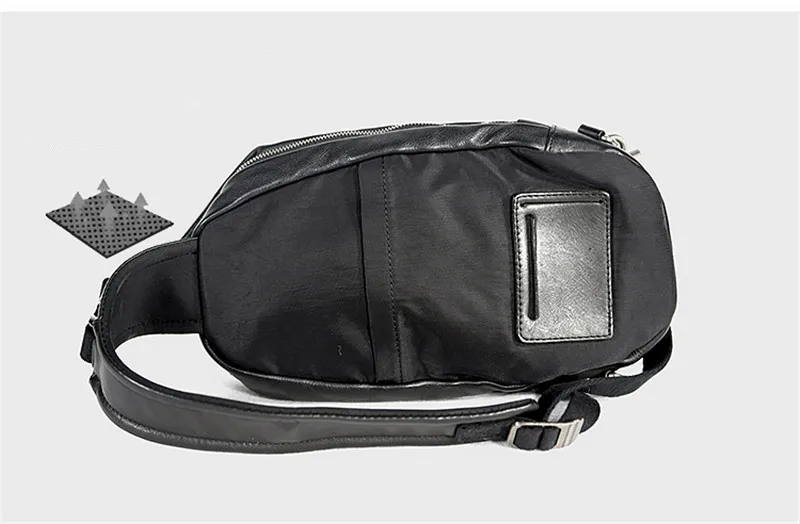 High-quality genuine leather men's black chest bag outdoor fashion casual daily designer luxury natural cowhide crossbody bags