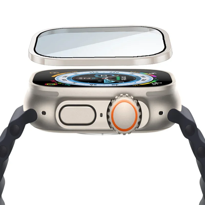 Закаленное стекло 9H + титановая рамка для Apple Watch Ultra 1/2 защита экрана 49 мм легкое