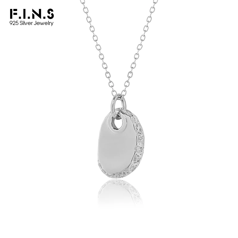 

F.I.N.S Оригинальное глянцевое геометрическое овальное ожерелье из стерлингового серебра S925 с кулоном цепочка до ключиц штабелируемые минима...