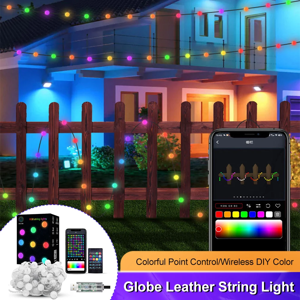 

Globe String Light USB Power 66LED Bubble Ball Fairy Light APP Remote Control Music Sync Waterproof For Christmas Garden Party