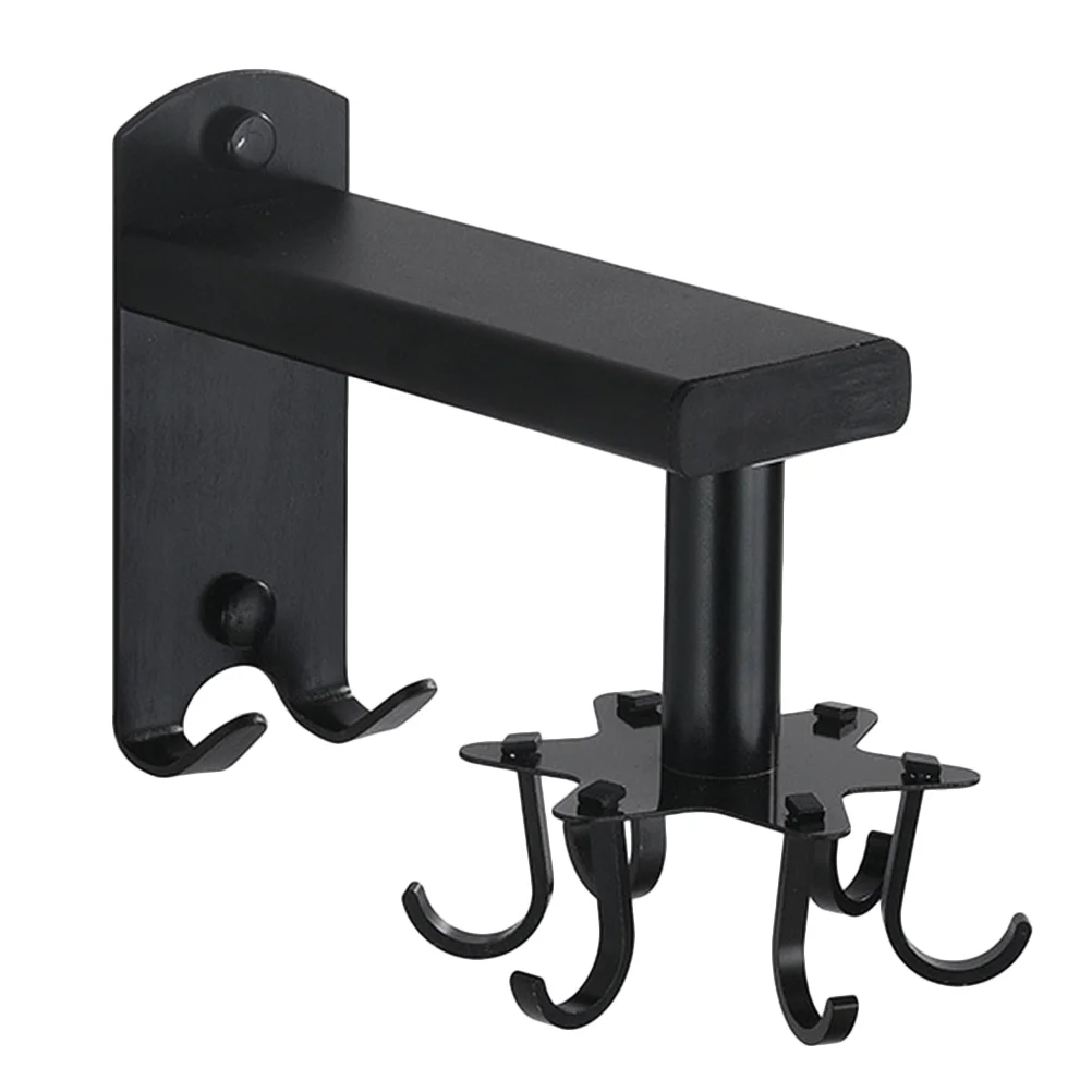 

Space Aluminum Rotatable Hanger Multifunction Kitchen Hooks Wall-mounted Cookware Rack Organizer (Black, 6-Hook) Spreaders