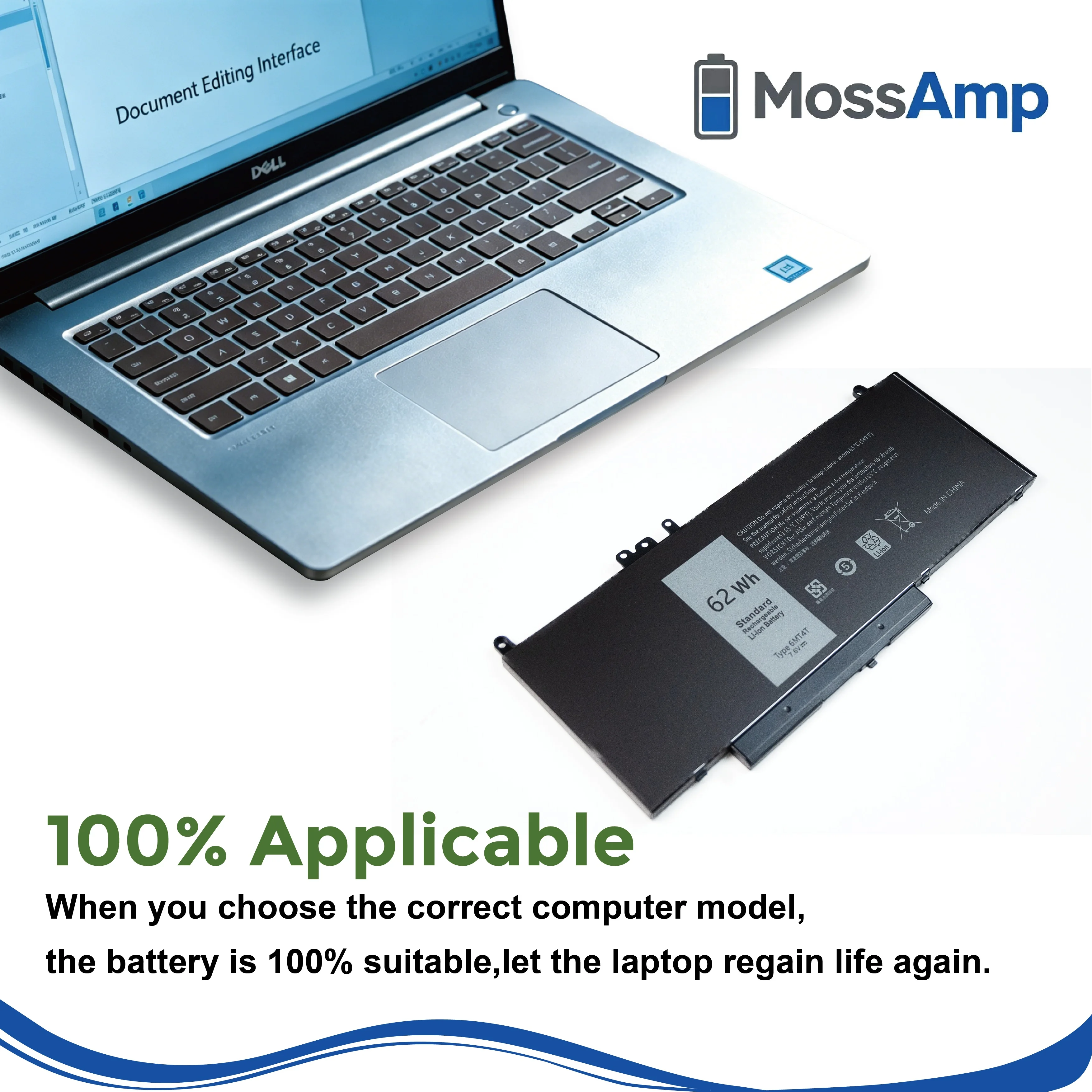 Фото Аккумулятор для ноутбуков MossAmp 7.6V 62WH 6MT4T для Latitude E5470 E5570 E5270, Precision 3510 P62G P48F, 7V69Y TXF9M 79VRK HK6DV 451-BBTX №5