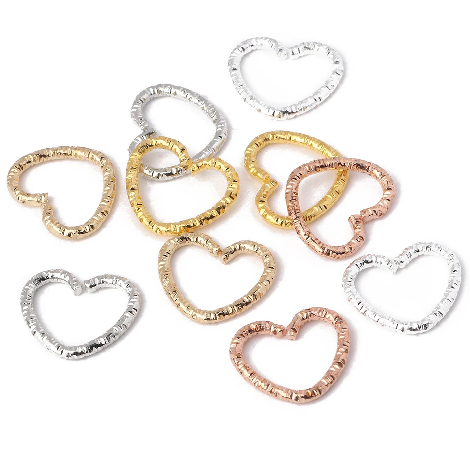 

Витые соединительные кольца в форме сердца, разрезные кольца, соединители для браслетов, ожерелий, 50 шт./лот, 14 х12 мм, фурнитура для изготовле...