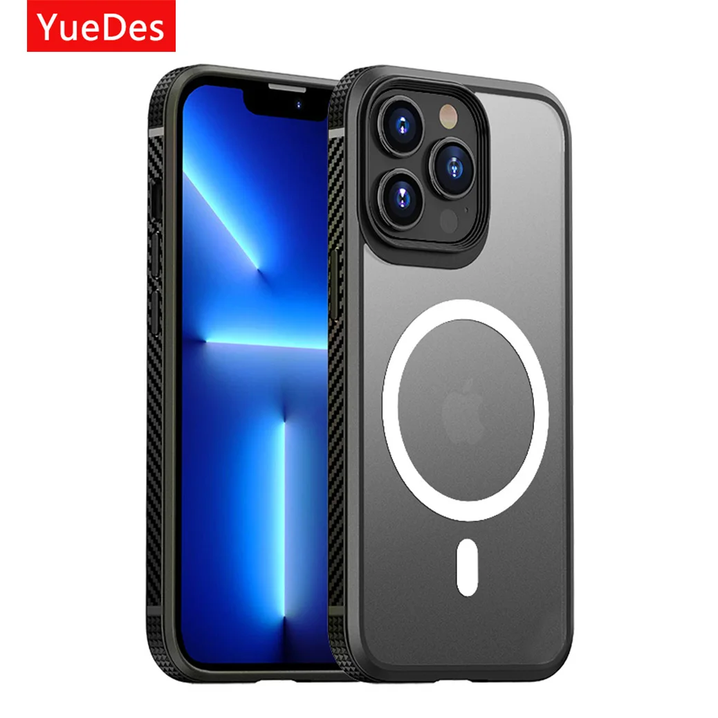 

For Mag Magnetic Wireless Charging Matte Phone Case For iPhone 12 13 Pro Max Shockproof Bumper Protection Magnet Back Cover Case