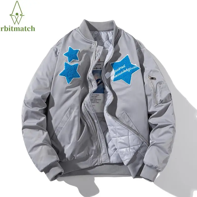 

Winter Bomber Jacket Men Women Streetwear Hip Hop Jacket Embriodery Letter Hooded Polit Coat Men Fashion Thick Couple Outwear