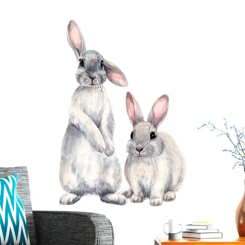 

Rabbit Wall Decals Nursery Wall Stickers Bunny Waterproof Removable Two Bunny Nursery Murals Decor For Car Glass Window