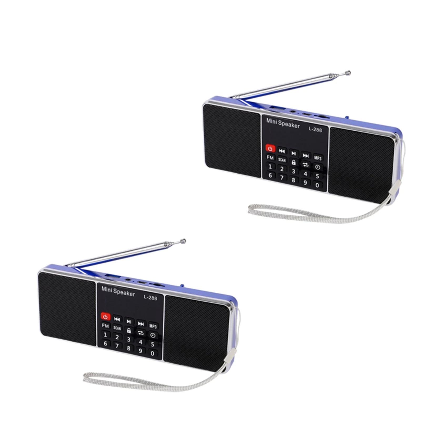 

2X Rechargeable Stereo L-288 FM Radio Speaker LCD Screen Support TF Card USB Disk MP3 Music Player Loudspeaker（Blue）