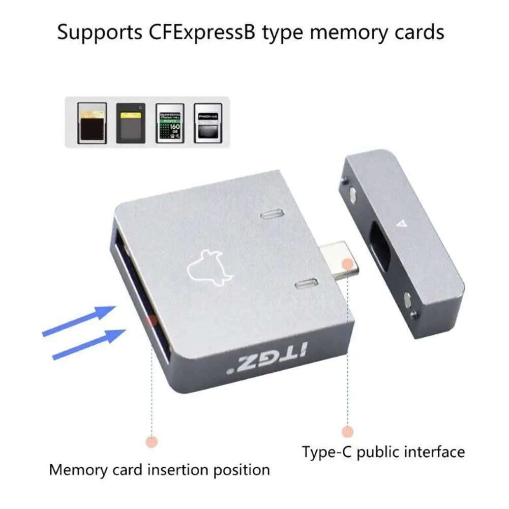 

ITGZ For CFExpress Type-b Card Reader Camera High-speed Aluminum Alloy Magnetic Opening And Closing T3E7