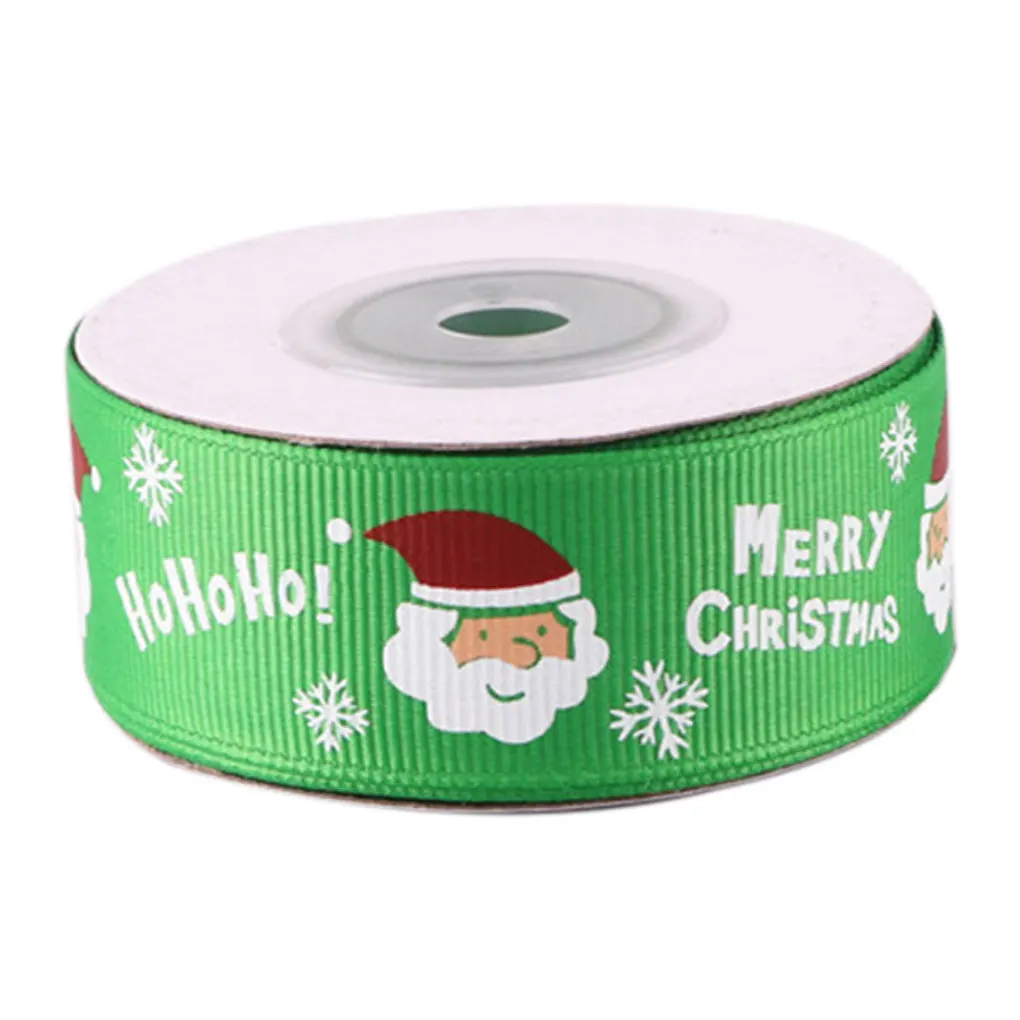 25 мм Рождественская лента 10 ярдов печатные ленты в рубчик для новогодней елки