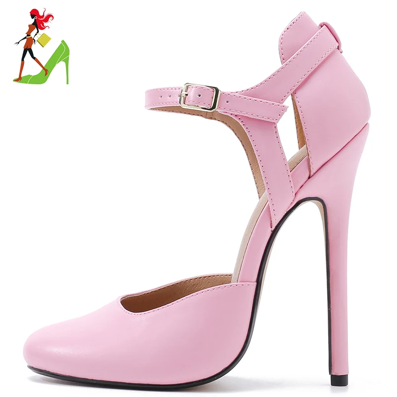 

Hey Si Mey Sexy High Heels 14.5cm Thin Heels Pointed Pink Wedding Shoes Pumps For Girl's Party Airside Empty Woman Shoes Size 46