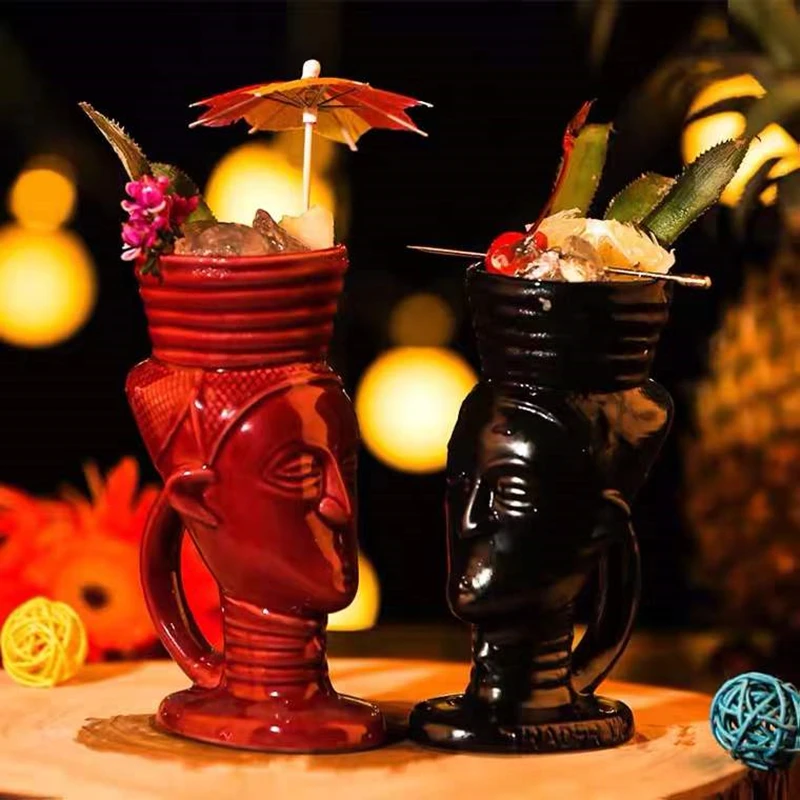 

Ceramic Hawaii Tiki Mugs Cocktail Cup Beer Beverage Wine Party Mug Easter Islander Zombie Skull Tiki Mug Bar Tool 350ml-700ml