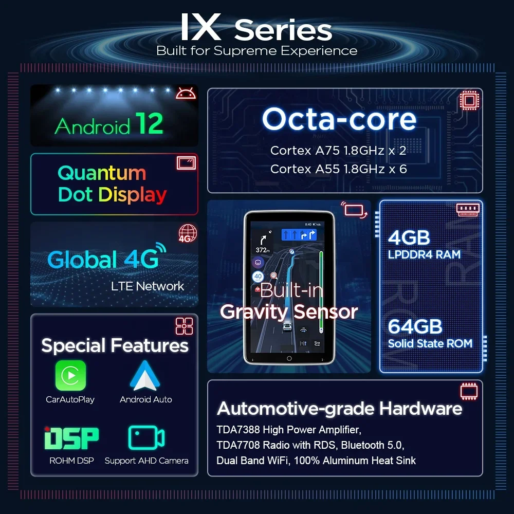 XTRONS Универсальный 10 1-дюймовый вращающийся QLED сенсорный экран 2 Din Android