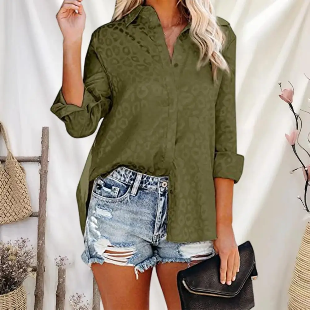 

Anti-Pilling Thin Fashion Leopard Pattern Satin Casual Shirt Streetwear