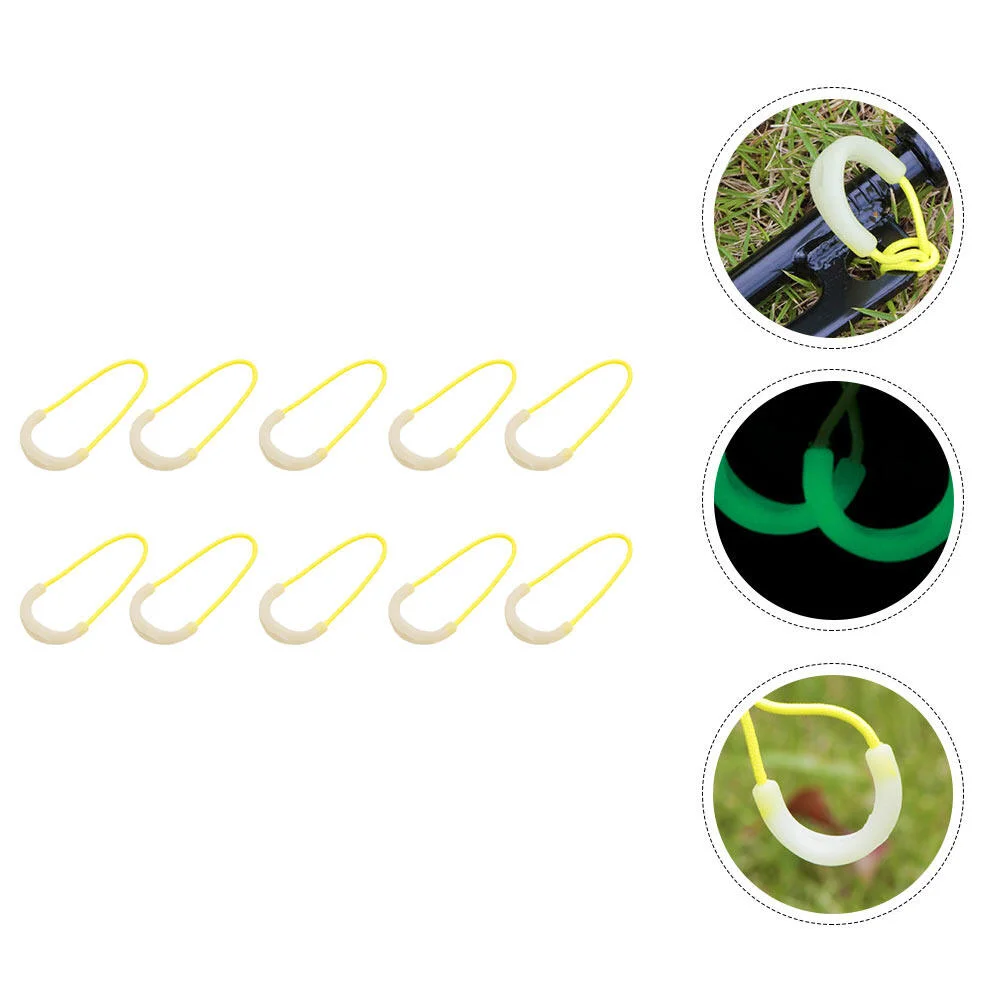

10 Pcs Outdoor Tents Pegs Wind Rope Buckle Fastener Camping Accessories Fluorescent Tpu