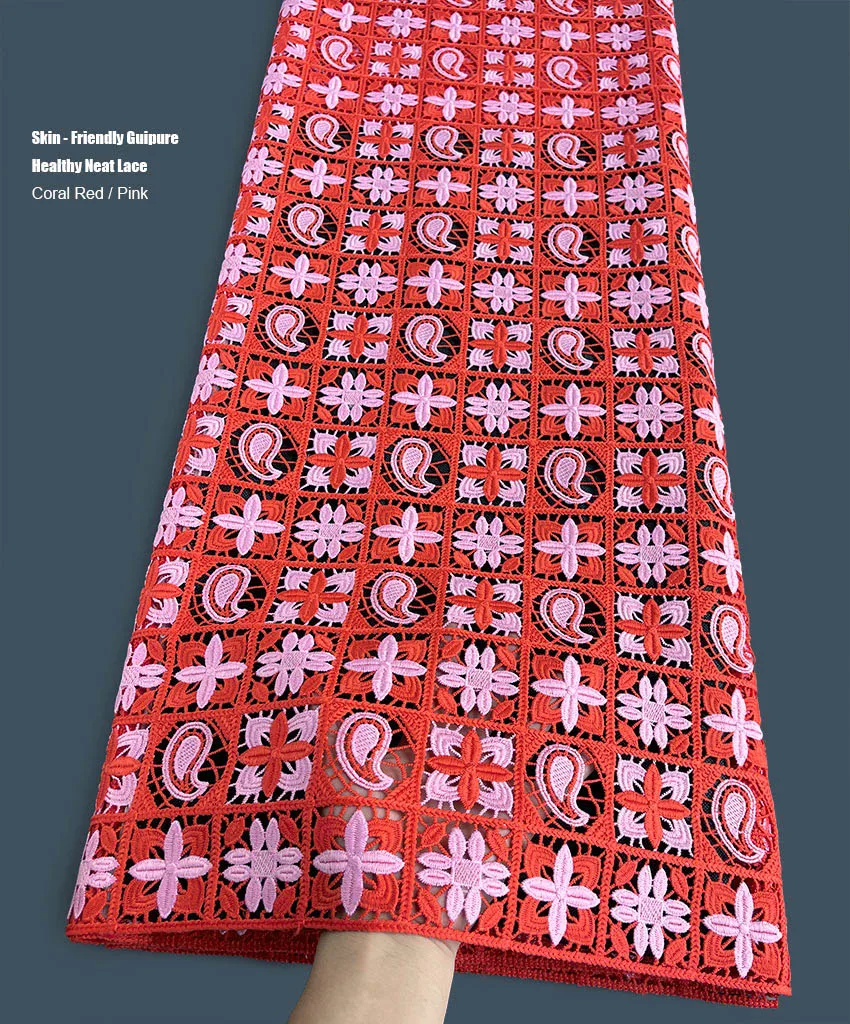 Приятная для кожи гипюровая кружевная вышивка африканская шнуровая ткань