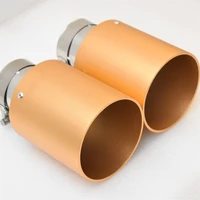 1pcs aluminumalloy matte gold auto stainless steel car accessories muffler tip exhaust system pipe universal nozzle h7 a3 golf 7