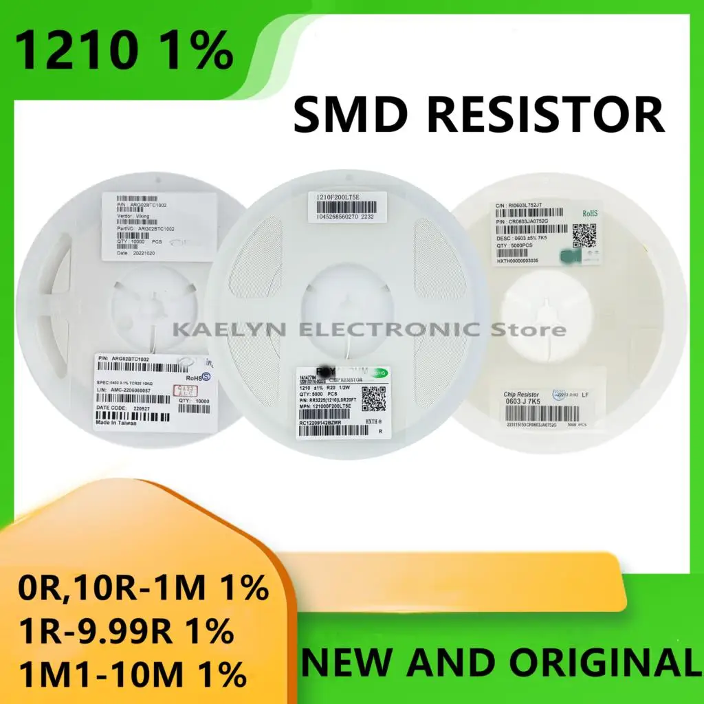 Резистор 5000 1210 SMD 1% шт. 0R/0.39R/1R/1.1R/1.2R/1.3R/1.5R/1.6R/20R/30R/33R/36R/39R/40.2R/110R/150R/620R/680R/750R/820R/900R