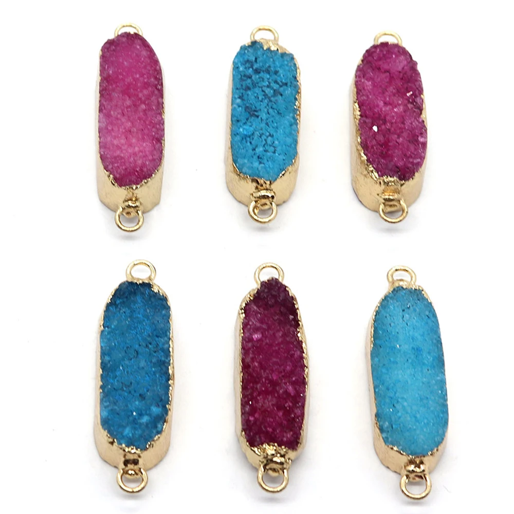 

Crystal Charms Natural Stone Necklace Pendants Double Hole Connector Geometric Charms for Jewelry Making DIY Earring Accessories