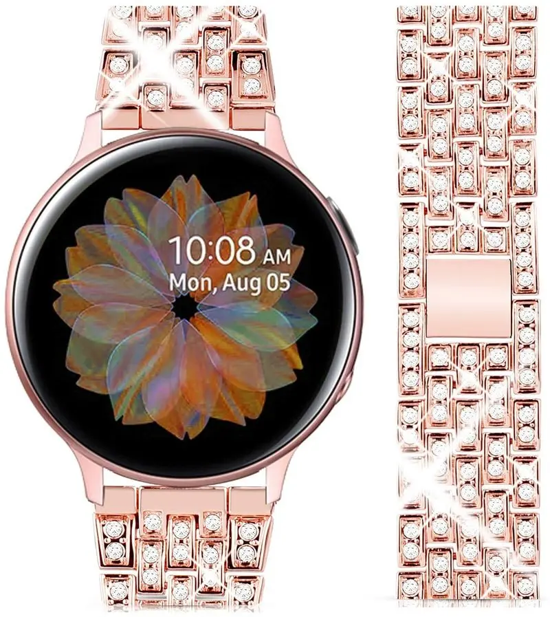 

Bling Diamond Women Men Jewelry Band for Samsung Galaxy Watch active 2 44mm 40mm /Amazfit GTR 42MM Replacement Strap Bracelet