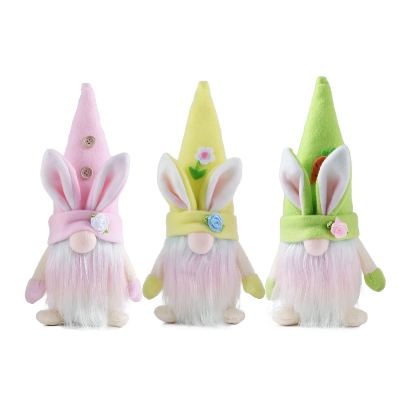

3 PCS Easter Bunny Gnome Plush Easter Bunny Doll Spring Gnomes Plush Handmade Rabbit Toys Easter Spring Decor
