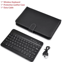 portable leather case protective cover with bluetooth compatible wireless keyboard for iphone huawei mobile phone