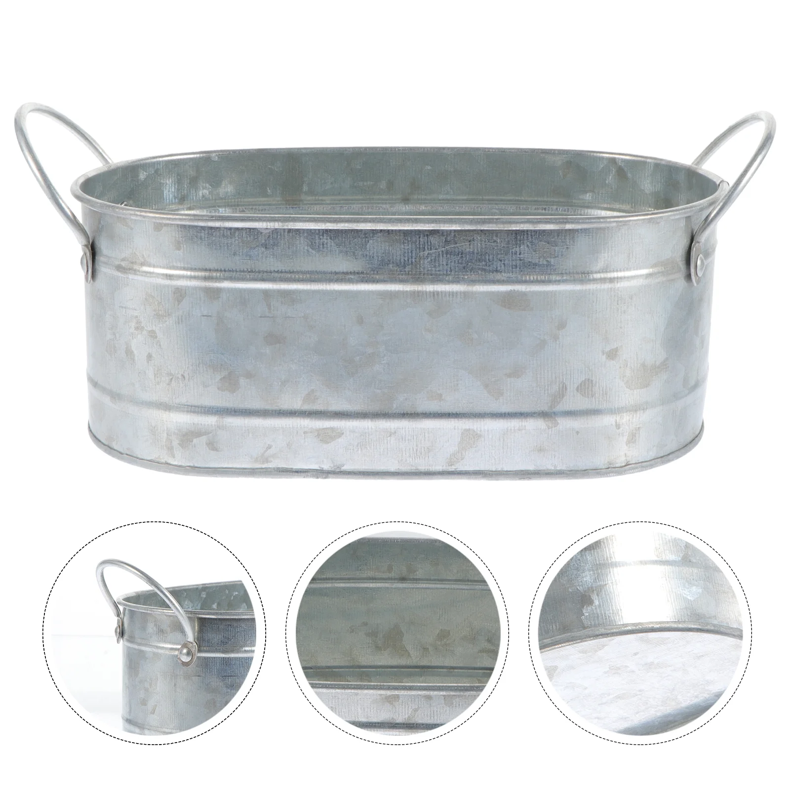 

Flower Pot Iron Bucket Metal Galvanized Oval Planter Pots Rustic Flowerpot Succulent Vase Vintage Gardening Simple Succulents