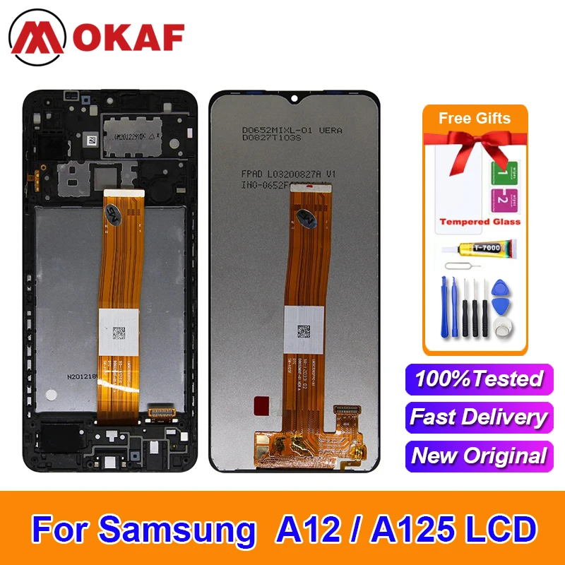 

OKANFU 6,5 "Оригинальный Для Samsung Galaxy A12 LCD A125F SM-A125F A125 дисплей сенсорный экран дигитайзер Samsung A12 сменный экран
