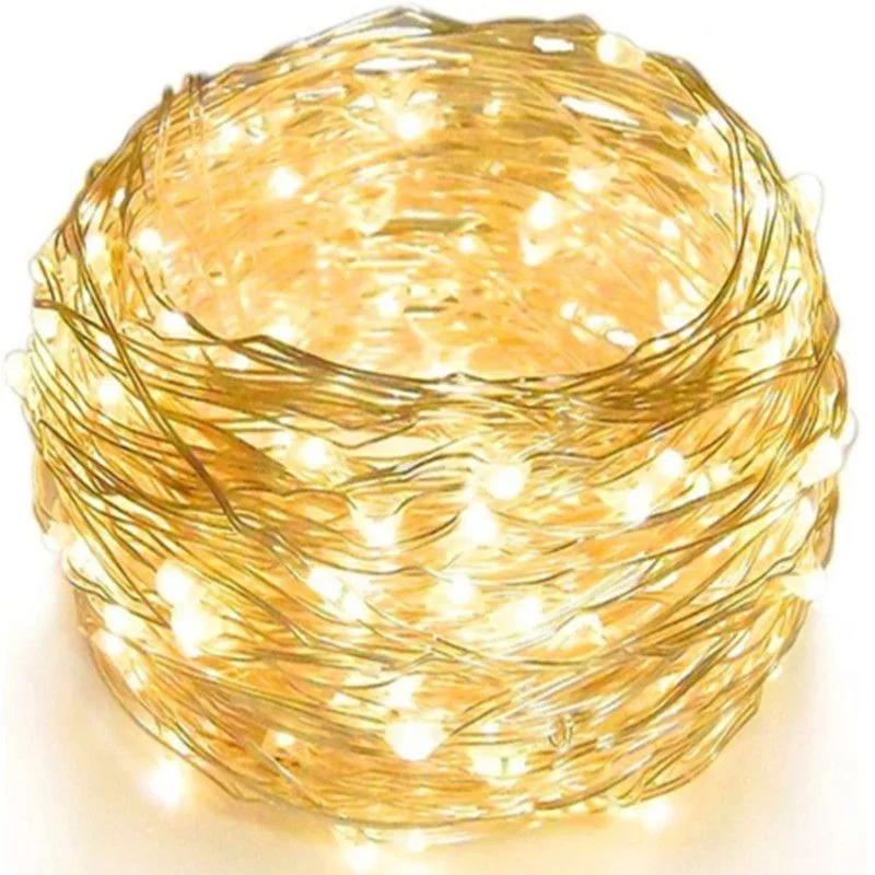 

Рождественская Светодиодная лампа из медной проволоки, украшение для дома, 1-10 м, Сказочная яркая гирлянда из искусственных элементов для сада, для свадебной вечеринки