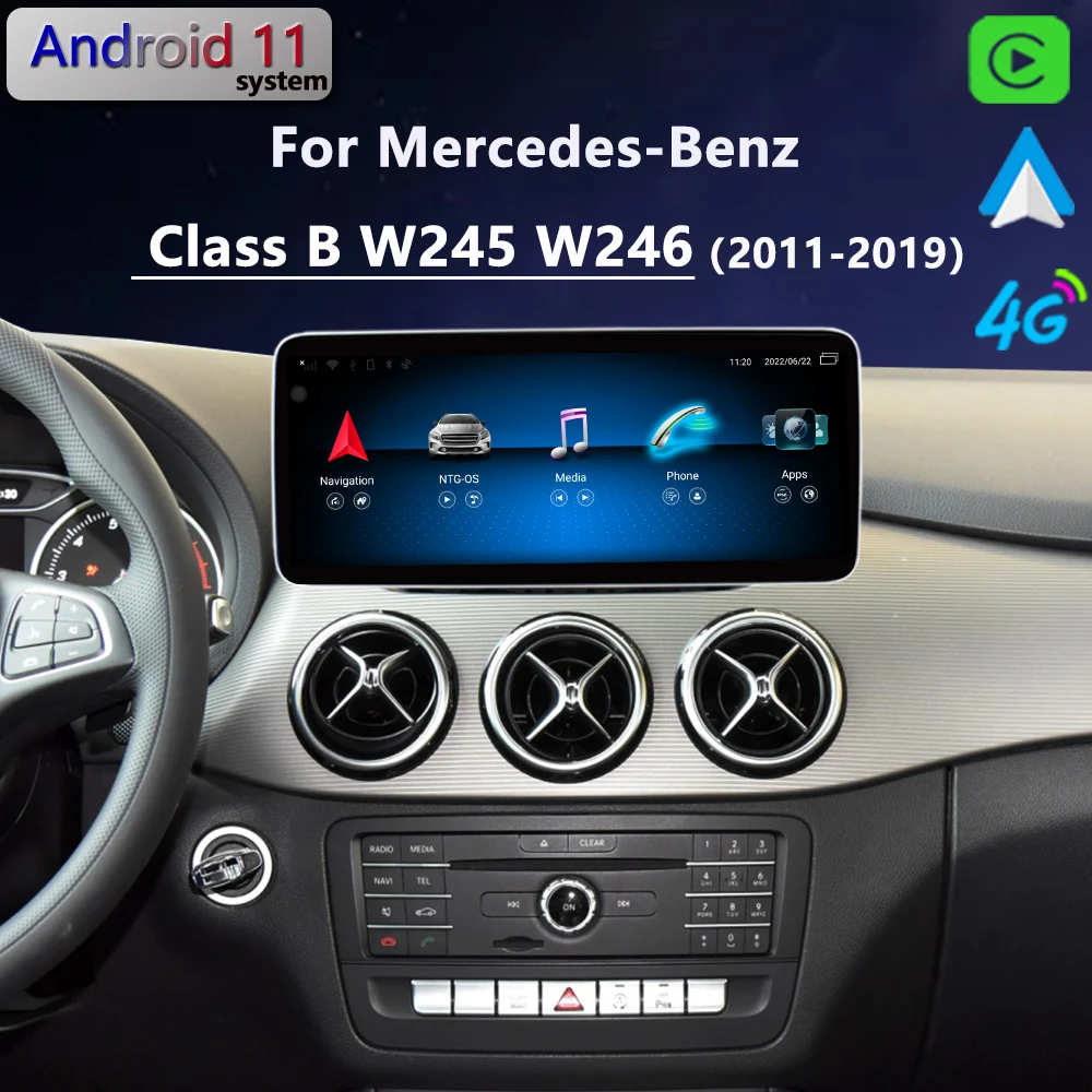

12.5inch HD For Mercedes-Benz Class B W245 W246 B200 2015 Android 11 CarPlay Car Radio GPS Navigation Multimedia Player Screen