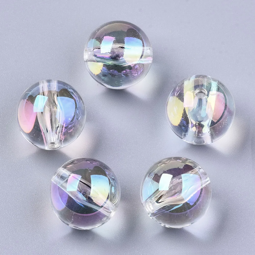 

10pc Transparent Acrylic Beads AB Color Round Clear AB 17.5mm Hole: 2mm