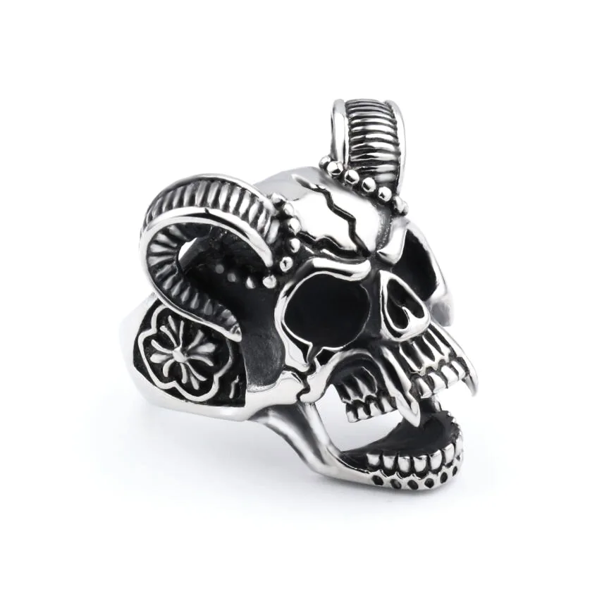 

Man Ring Hip Hop Punk Stainless Steel Ring Vintage Sheep Head Skull Ring Devil Ring Christmas Jewelry for Women Silver 925 Rings