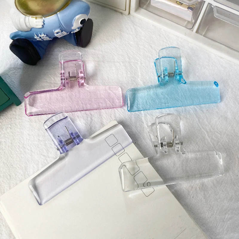 

1 Piece Transparent Acryllic Paper Clip Simplicity Korean Fashion Non-sticky Memo Pad Clip Beautiful Snack Seal Clip Student