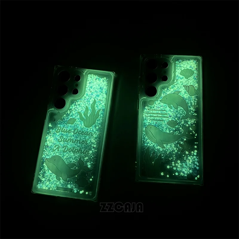 Светящийся китовый дельфин для Samsung Galaxy S24 Ultra S23 FE S22 S21 S20 Note 20 10 Plus чехол с
