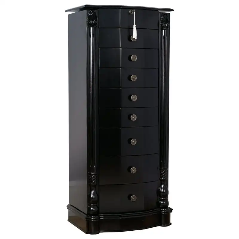 

8 Drawer Standing Jewelry Armoire - Black