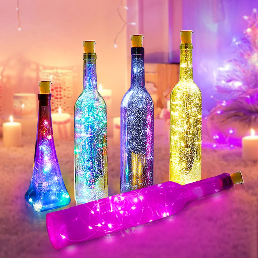 

1M 2M Wine Bottle Lights With Cork LED String Light Copper Wire Fairy Garland Lights Christmas Holiday Party Wedding Decoration