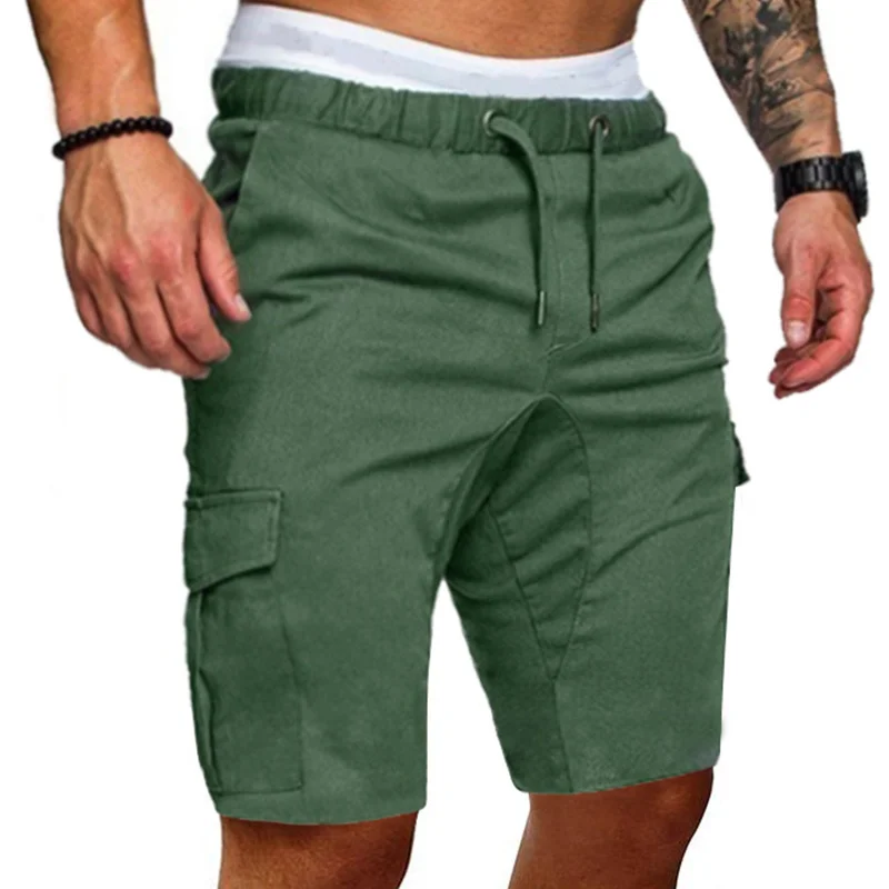 

2022 Men's Summer Jogger Casual Shorts Sweatpants Gym Fitness Running Sport Shorts With Pockets Drawstring Army Tactical Shorts