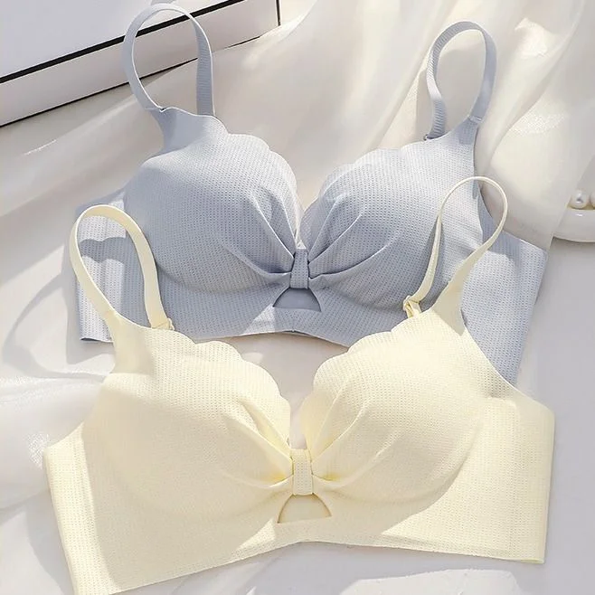 

Sexy Seamless Underwear Set Women Thickened Push-Up Wireless Adjustable Bra Set