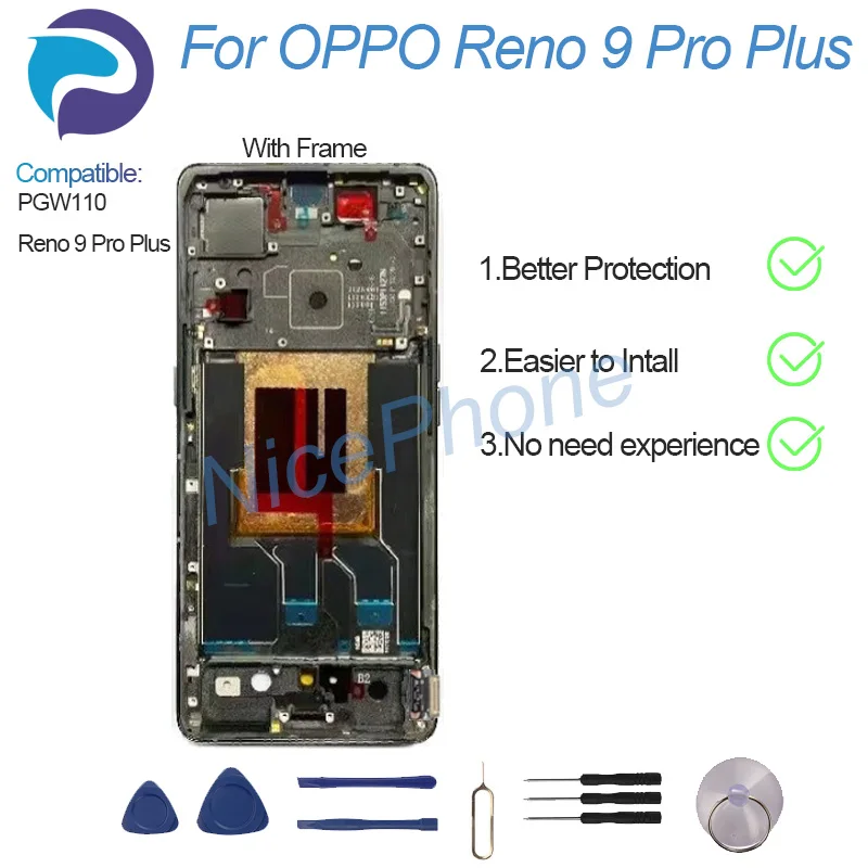 Фото Для OPPO Reno 9 Pro Plus ЖК-дисплей с цифровым преобразователем сенсорного экрана в сборе PGW110, Reno 9 Pro + Reno 9 Pro Plus ЖК-экран №5