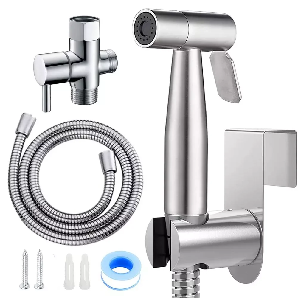 

2023NEW Handheld Toilet Bidet Faucet Sprayer Stainless Steel Bathroom Hand Bidet Spraye Set Toilet Self Cleaning Shower Head No