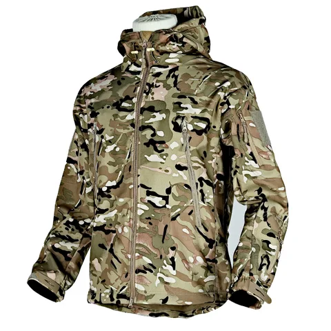 Куртка из мягкой кожи акулы, камуфляжная тактическая ветрозащитная ветровка в стиле милитари для рыбалки, походов, охоты, ходунков