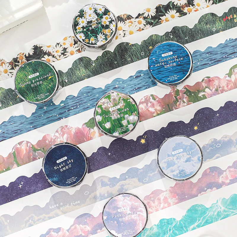 

Washi Tape Colorful Sea Wave Night Sky Grass Flora Decorative Diy Japanese Masking Adhesive Sticky Paper Tape