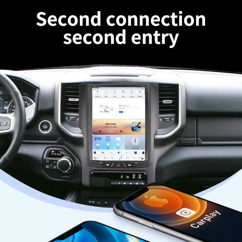 Вертикальный экран 10 5 дюймов Android 13 Автомобильный видео DVD радио плеер для Dodge Ram