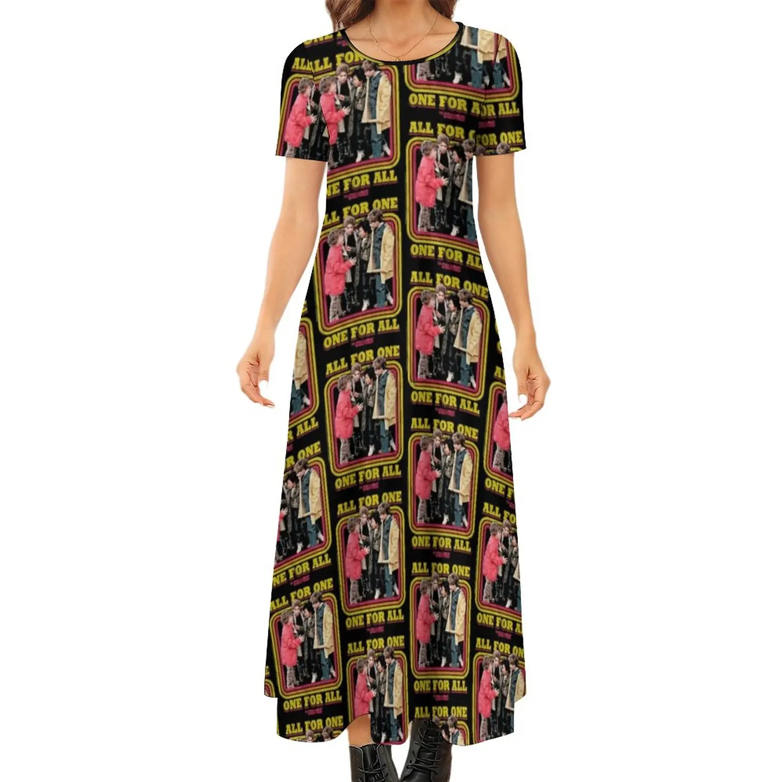 

All For One Goonies Dress 80s Movie Print Street Wear Bohemia Long Dresses Female Elegant Maxi Dress Gift