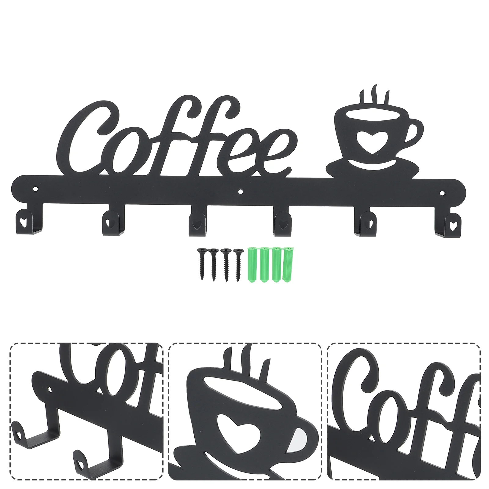 

Holder Cup Coffee Rack Mug Tea Storage Utensil Kitchen Wall Hanger Cups Drying Teacup Hanging Racks